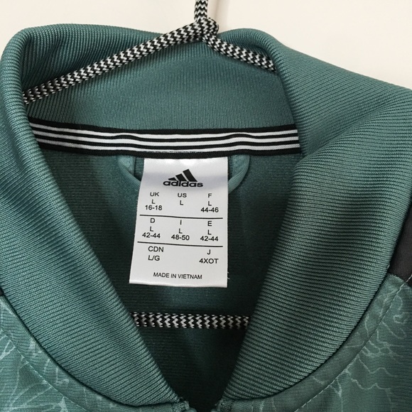 Adidas Embossed Floral Track Jacket Green Size Large - Picture 3 of 10